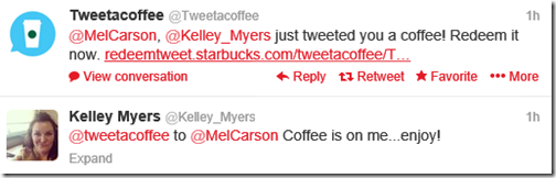 Tweet a Coffee Starbucks